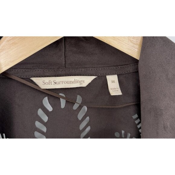 Soft Surroundings Plus Size Faux Suede Jacket Cutout Jacket 3x Western Boho - Picture 4 of 11